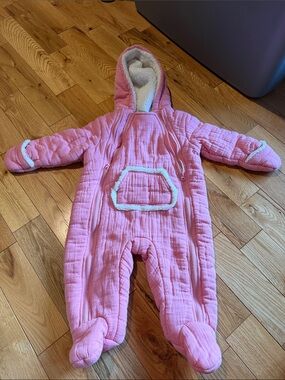 First Impressions Pink Hooded Infant One-Piece Footie